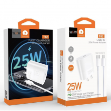 Мережевий зарядний пристрій з кабелем WUW-T86C PD 25W fast charger + USB C to USB C cable set (6972573338030)