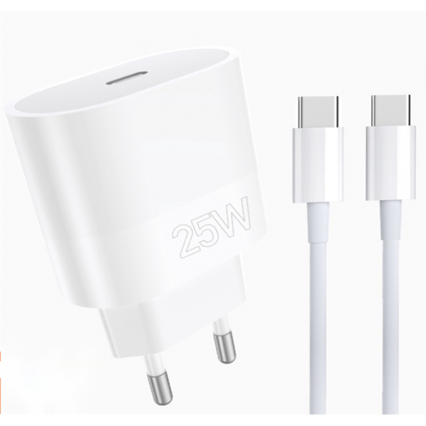 Мережевий зарядний пристрій з кабелем WUW-T86C PD 25W fast charger + USB C to USB C cable set (6972573338030)