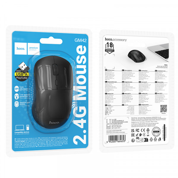 Миша HOCO GM42 Platino 2.4G wireless mouse Black (6942007664653)