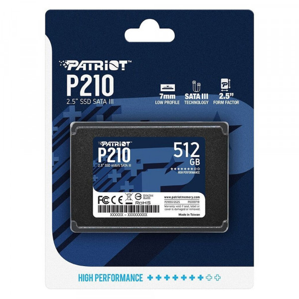 Накопичувач SSD Patriot P210 512GB 2.5" 7mm SATAIII 3D QLC (P210S512G25)