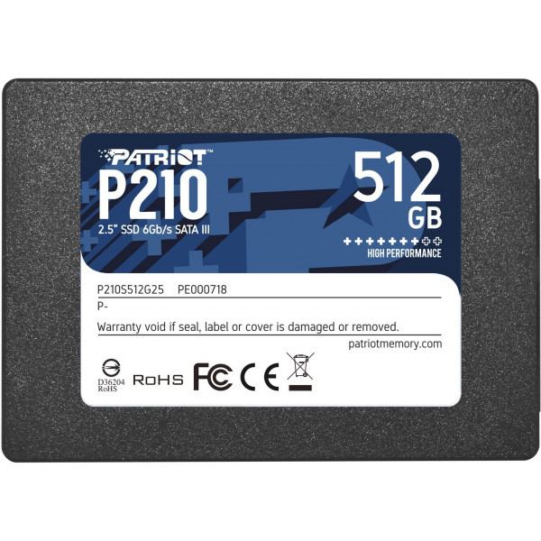 Накопичувач SSD Patriot P210 512GB 2.5" 7mm SATAIII 3D QLC (P210S512G25)