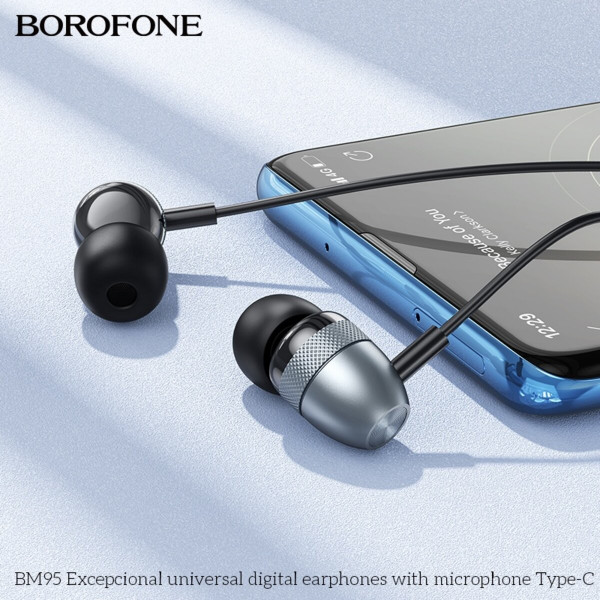 Навушники BOROFONE BM95 Excepcional universal earphones with microphone Black