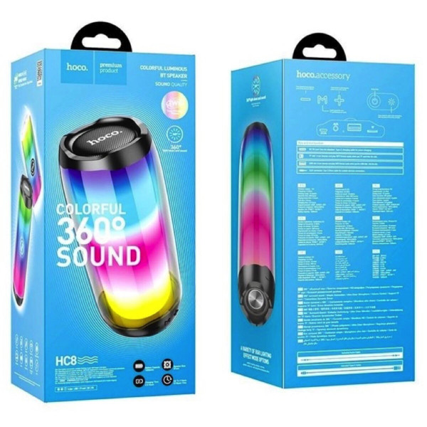 Портативна колонка HOCO HC8 Pulsating colorful luminous wireless speaker Чорний