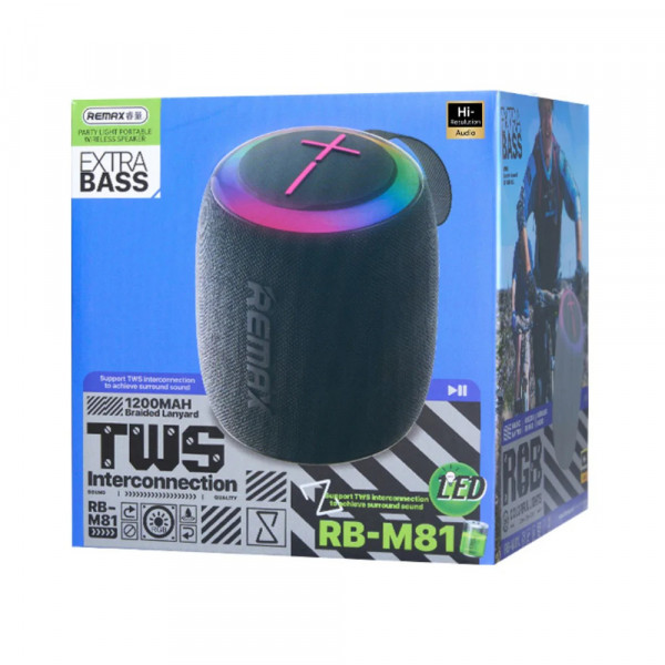 Портативна колонка REMAX RB-M81 Party Light Portable Wireless Speaker, 7W, Black (6972174156316)