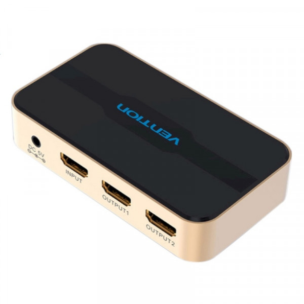 Сплітер Vention 1 In 2 Out HDMI Splitter 4K 30Hz Gold Aluminum Alloy Type EU Standard (ACBG0-EU)