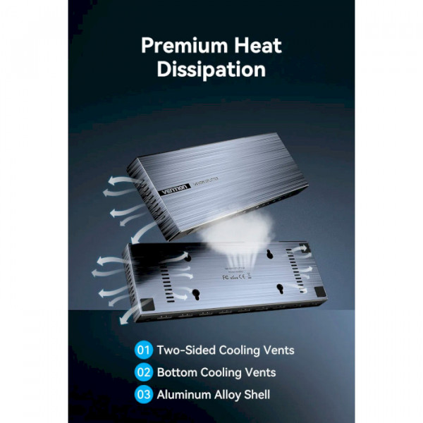 Сплітер Vention 4K 1x8 HDMI Splitter Чорний Aluminum Alloy Type EU Standard