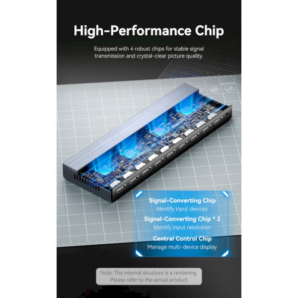 Сплітер Vention 4K 1x8 HDMI Splitter Чорний Aluminum Alloy Type EU Standard