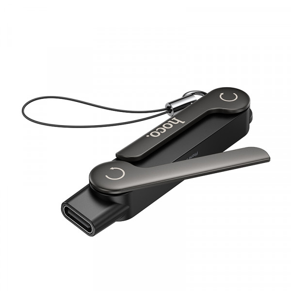 Тримач для телефона HOCO UA47A Type-C male to Type-C female holder-adapter Black (6942007681162)