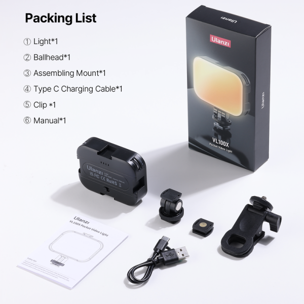 Ulanzi VL100X Selfie Light, Clip LED Light (3356)