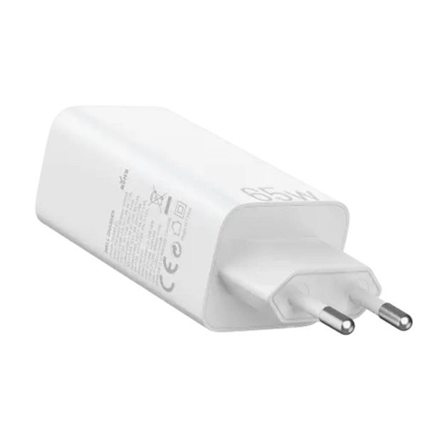 Зарядний пристрій Vention 3-port USB(C+C+A) GaN Charger(65W/30W/30W) EU-Plug Білий