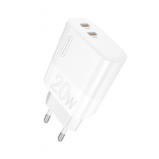 Зарядний пристрій WUW-C193 PD20W Charger USB C + USB C білий