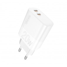 Зарядний пристрій WUW-C193 PD20W Charger USB C + USB C білий