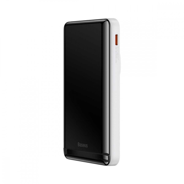 Зовнішній акумулятор Baseus Magnetic Bracket Wireless Fast Charge Power Bank 10000mAh 20W White (With cable Type-C to Type-C 60W（20V/3A)
