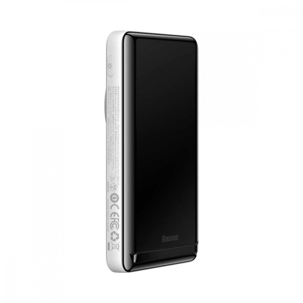 Зовнішній акумулятор Baseus Magnetic Bracket Wireless Fast Charge Power Bank 10000mAh 20W White (With cable Type-C to Type-C 60W（20V/3A)