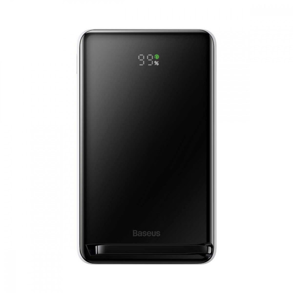 Зовнішній акумулятор Baseus Magnetic Bracket Wireless Fast Charge Power Bank 10000mAh 20W White (With cable Type-C to Type-C 60W（20V/3A)