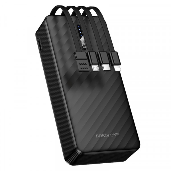Зовнішній акумулятор BOROFONE BJ84A Smooth power bank with four cables(20000mAh) Black (6941991126178)