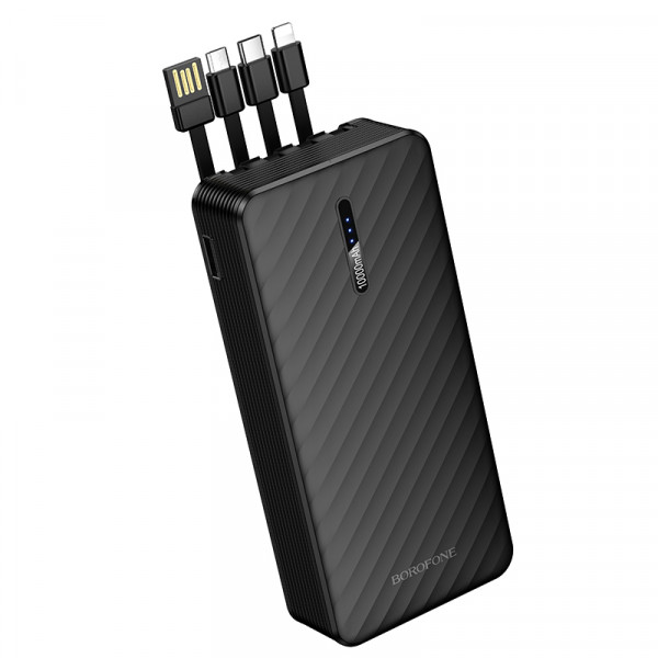 Зовнішній акумулятор BOROFONE BJ84A Smooth power bank with four cables(20000mAh) Black (6941991126178)