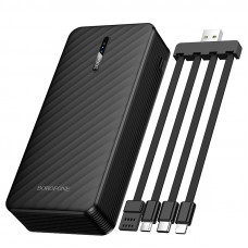 Зовнішній акумулятор BOROFONE BJ84A Smooth power bank with four cables(20000mAh) Black (6941991126178)