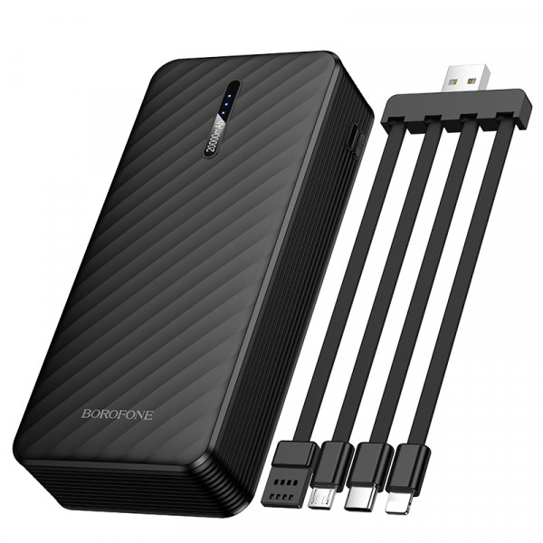 Зовнішній акумулятор BOROFONE BJ84A Smooth power bank with four cables(20000mAh) Black (6941991126178)