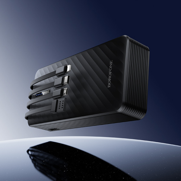 Зовнішній акумулятор BOROFONE BJ84A Smooth power bank with four cables(20000mAh) Black (6941991126178)