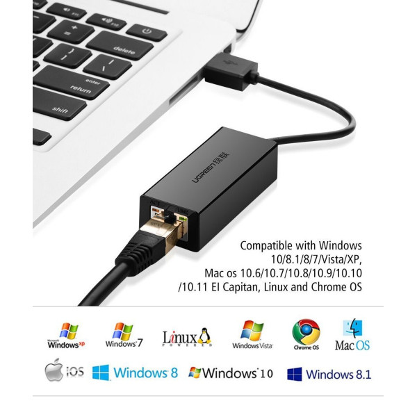 Адаптер UGREEN USB 3.0 Gigabit Ethernet Adapter (Чорний)