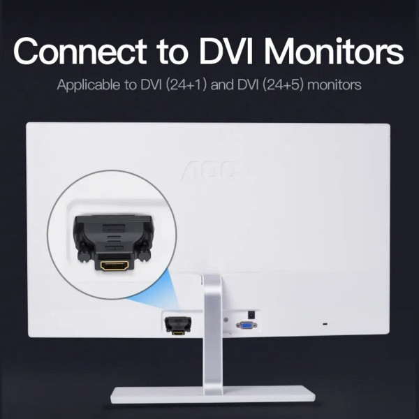 Адаптер Vention DVI(24+1) Male to HDMI Female Adapter Black (ECDB0)