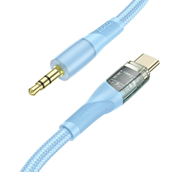 Аудіокабель HOCO UPA25 Transparent Discovery Edition Digital audio conversion cable Type-C Blue