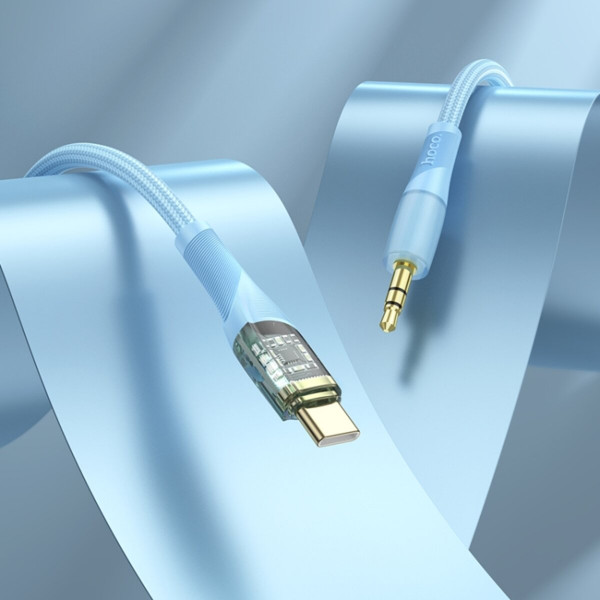 Аудіокабель HOCO UPA25 Transparent Discovery Edition Digital audio conversion cable Type-C Blue