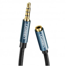 Аудіокабель UGREEN AV118 3.5mm Male to 3.5mm Female Extension Braid 1m Black (UGR-40673)