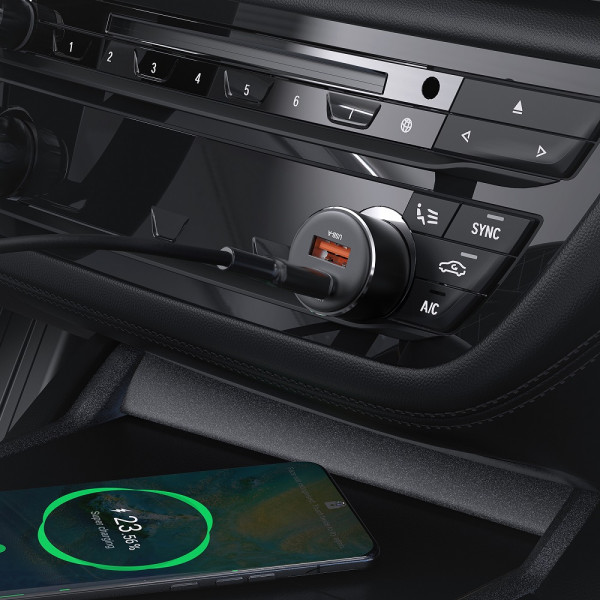 Автомобільний зарядний пристрій ACEFAST B12 60W (USB-A+USB-C) dual-port car charger Black (6974316282914)