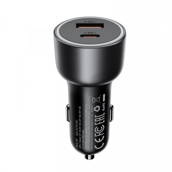 Автомобільний зарядний пристрій ACEFAST B21 75W(USB-C+USB-A)car charger Metal Gray (6974316286684)