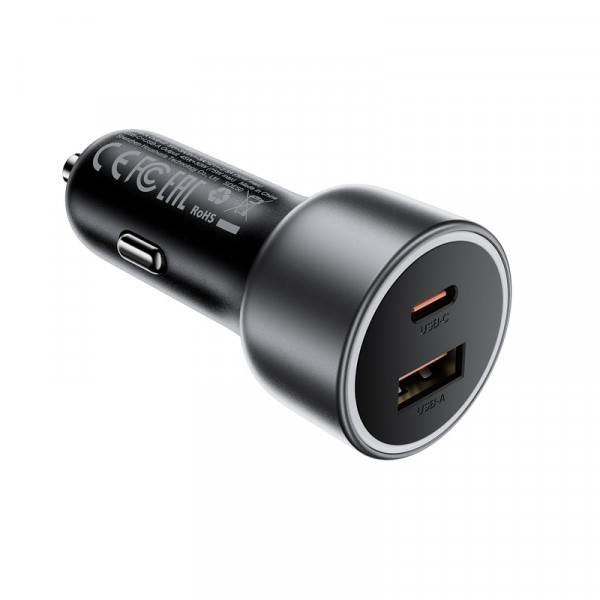 Автомобільний зарядний пристрій ACEFAST B21 75W(USB-C+USB-A)car charger Metal Gray (6974316286684)