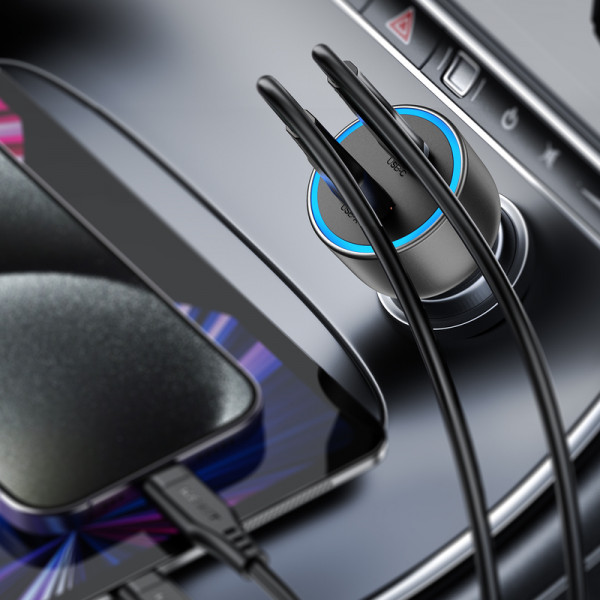 Автомобільний зарядний пристрій ACEFAST B21 75W(USB-C+USB-A)car charger Metal Gray (6974316286684)