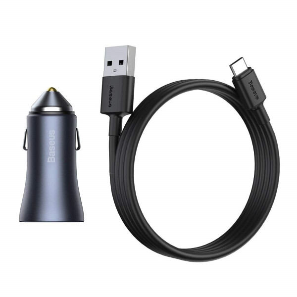 Автомобільний зарядний пристрій Baseus Golden Contactor Pro Dual Quick Charger Car Charger U+C 40W（With Baseus Simple wiring USB For Type-C 5A 1.0m）Da