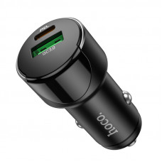 Автомобільний зарядний пристрій HOCO Z42 Light road dual port digital display PD20W+QC3.0 car charger Black (6931474742544)
