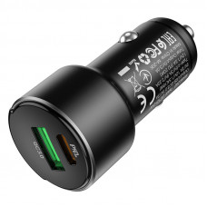 Автомобільний зарядний пристрій HOCO Z42 Light road dual port digital display PD20W+QC3.0 car charger Black (6931474742544)