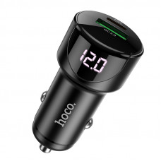 Автомобільний зарядний пристрій HOCO Z42 Light road dual port digital display PD20W+QC3.0 car charger Black (6931474742544)