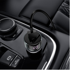 Автомобільний зарядний пристрій HOCO Z42 Light road dual port digital display PD20W+QC3.0 car charger Black (6931474742544)