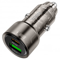 Автомобільний зарядний пристрій HOCO Z52 Spacious PD38W (1C1A) car charger Transparent Black (6942007601740)