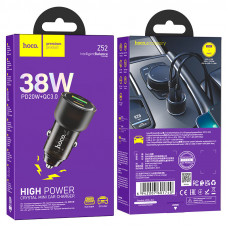 Автомобільний зарядний пристрій HOCO Z52 Spacious PD38W (1C1A) car charger Transparent Black (6942007601740)