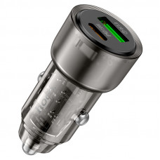 Автомобільний зарядний пристрій HOCO Z52 Spacious PD38W (1C1A) car charger Transparent Black (6942007601740)