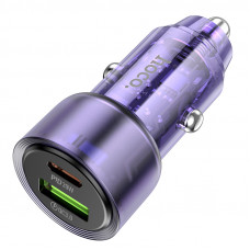 Автомобільний зарядний пристрій HOCO Z52 Spacious PD38W (1C1A) car charger Transparent Purple (6942007601757)