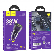 Автомобільний зарядний пристрій HOCO Z52 Spacious PD38W (1C1A) car charger Transparent Purple (6942007601757)