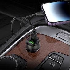 Автомобільний зарядний пристрій HOCO Z52 Spacious PD38W (1C1A) car charger Transparent Purple (6942007601757)