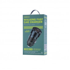 Автомобільний зарядний пристрій REMAX Walking Series 75W PD+QC 1C+1A Fast Car Charger RCC360 Black (6954851209133)
