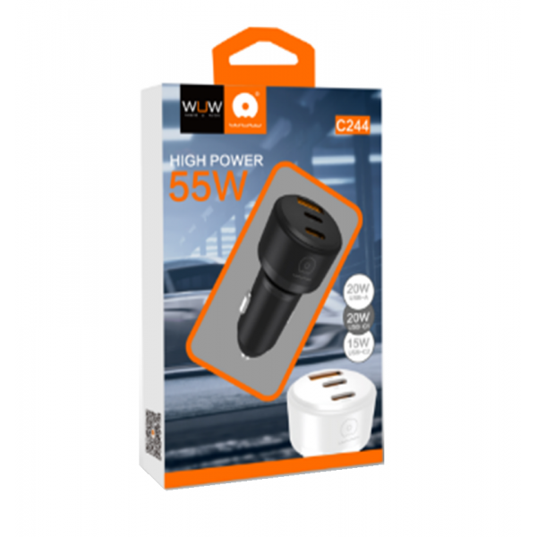 Автомобільний зарядний пристрій WUW-C244 USB20W+PD20W+PD15W black (6972573338368)