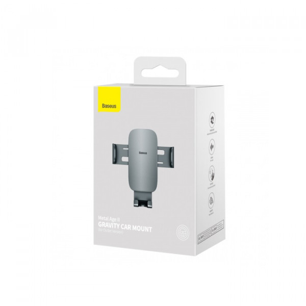 Автотримач для телефона Baseus Metal AgeⅡ Gravity Car Mount（Air Outlet Version）Dark Grey (SUJS000013)