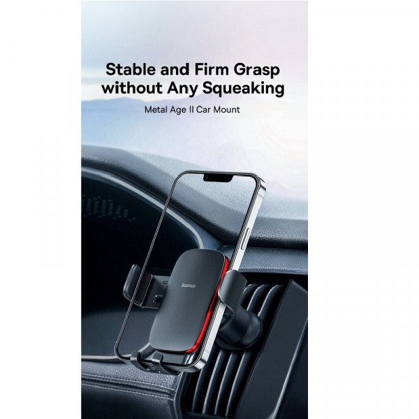 Автотримач для телефона Baseus Metal AgeⅡ Gravity Car Mount（Air Outlet Version）Dark Grey (SUJS000013)