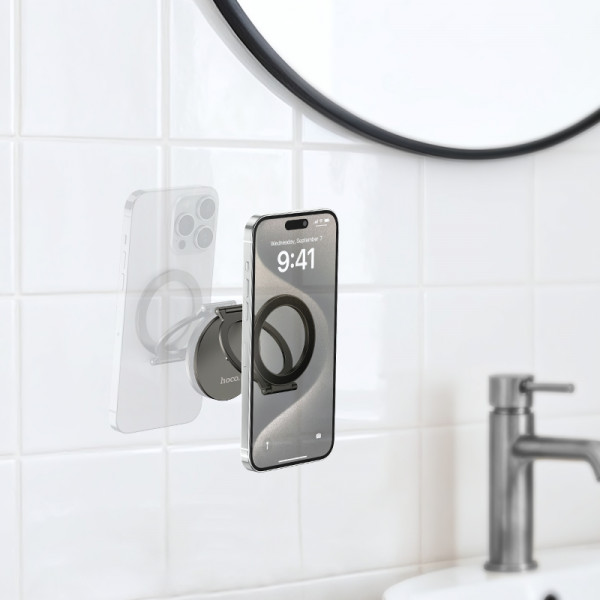 Автотримач для телефона HOCO H102 Whale magnetic ring holder(multi-scene) Metal Grey (6942007674478)
