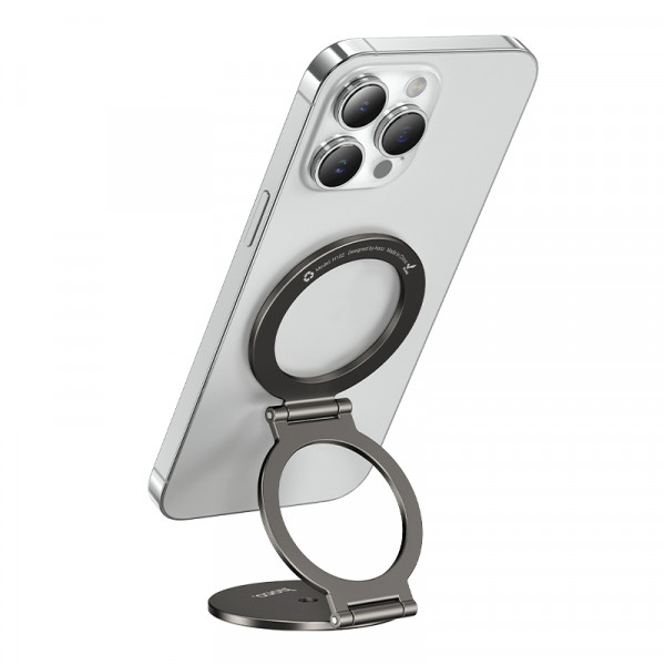 Автотримач для телефона HOCO H102 Whale magnetic ring holder(multi-scene) Metal Grey (6942007674478)